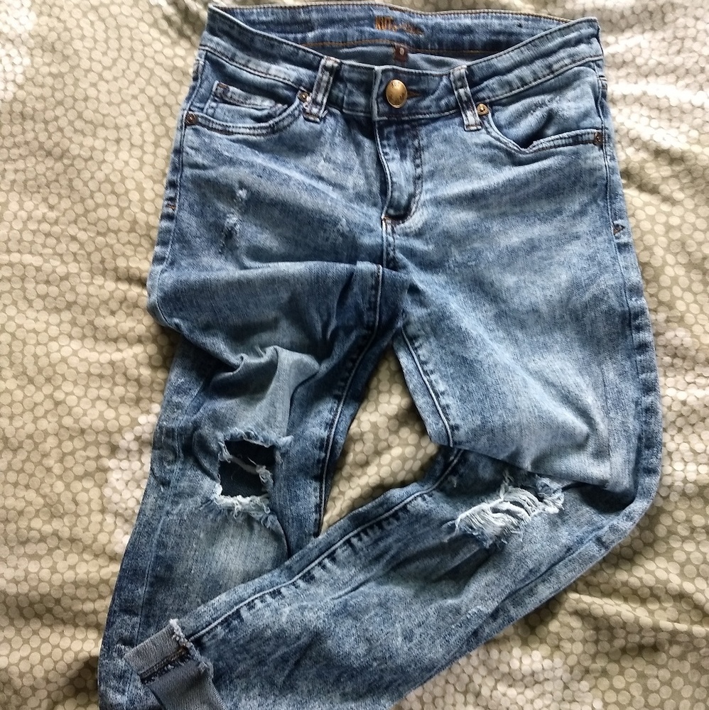 High waisted distressed skinny